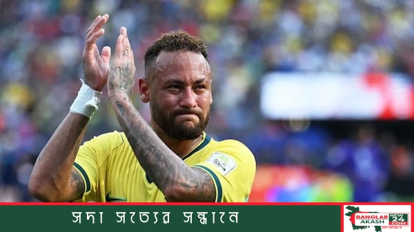 ব্রাজিলের হলুদ জার্সিতে ফুটবলের জাদুকর নেইমার জুনিয়র; ব্যাকগ্রাউন্ডে কোচ কার্লো আনচেলত্তির প্রতিকৃতি।